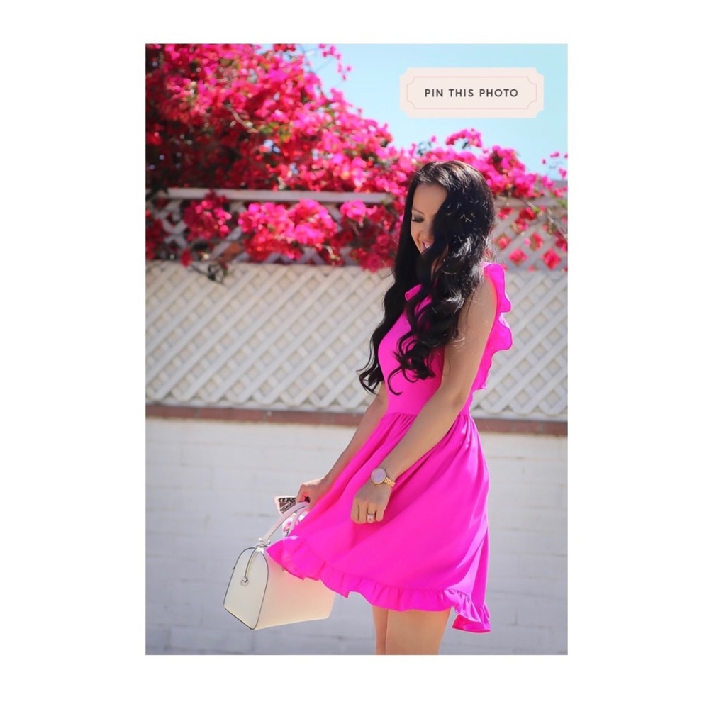 Kate Spade Fuchsia Hot Pink Ruffle Dress - Picture 2 of 11